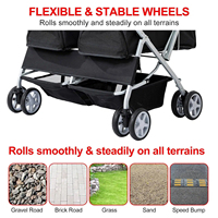 Poussette double pour animaux de compagnie, 2 chiens ou chats de petite taille, côte à côte, chariot de voyage double, harnais de sécurité, fenêtres en maille, paniers de rangement doubles