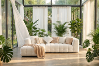 Canapé modulable en chenille sans armature, en forme de L, avec lit intégré, sièges profonds et volumineux, idéal pour appartement, hôtel, salon