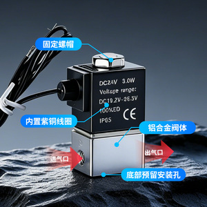 Vanne solénoïde mini YiQian 2V010-M5 DC24V, filetage M5, bidirectionnelle normalement fermée pour le contrôle du gaz - Product Image 3