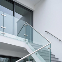 Système de balustrade en verre moderne - Profilé de serrage en acier inoxydable et aluminium pour escalier extérieur, balcon, terrasse, sécurité renforcée