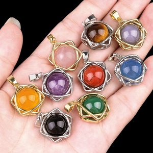Colgante de 16mm con Hexagrama Incrustado de Amatista Pulida, Estilo DIY, Joyería Kabbalah, Sanación Reiki, Energía, Collar - Product Image 2