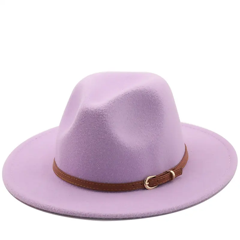 Topi Fedora Uniseks Fashion Topi Wol Felt Poliester Polos Jazz Atasan Peniup Topi Fedora Lebar