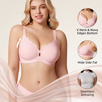 Soutien-gorge sans couture en gelée pour femme, bralette sans armatures à bord ondulé, col en V, lingerie liftante, soutien-gorge grande taille, lissage des graisses dorsales
