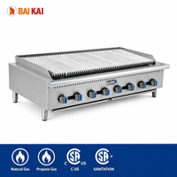 Barbecue au gaz propane à 4/6/8 brûleurs, 80000~160000 BTU, en acier inoxydable, barbecue commercial pour usage hôtelier