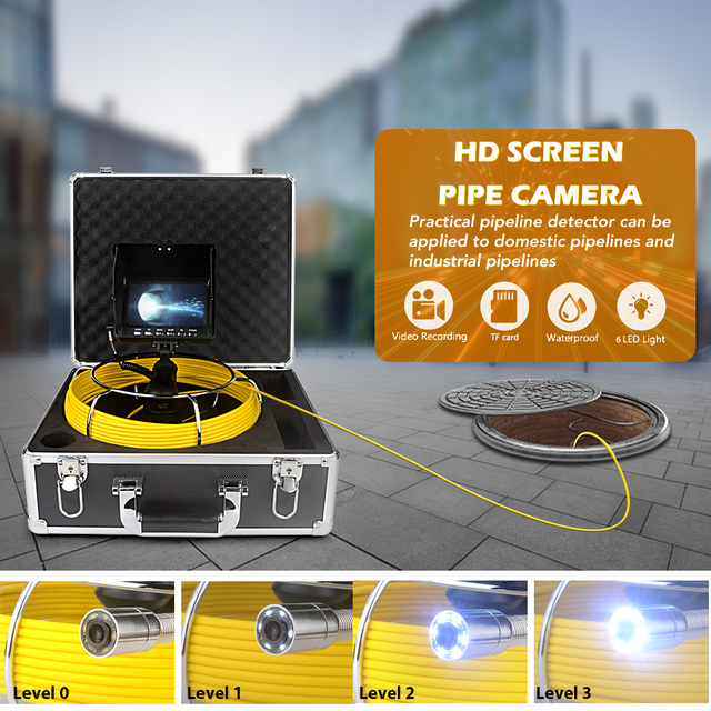 Portable High-Definition Five Inch DVR Analog Pipeline Endoscope System Industrial Sewer 50m Pipeline Inspection Camera IP68 2X