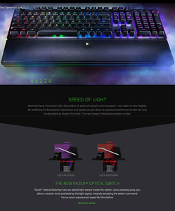 <span class=keywords><strong>Razer</strong></span> Huntsman คีย์บอร์ดเกมระดับ Elite สวิตช์คีย์บอร์ดที่รวดเร็ว สวิตช์แสง Chroma RGB แสงแม่เหล็กที่วางข้อมือตุ๊กตา - Product Image 6