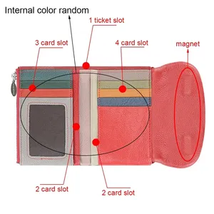 Cartera Corta para Mujer con Bloqueo RFID, de Cuero Genuino, con Múltiples Ranuras para Tarjetas, Tarjetero, Monedero Triple, Apertura Magnética RB2053 - Product Image 4