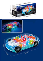 LONGXI Voiture électrique légère 3D à engrenages transparents Voiture jouet Véhicule auto Rotation à 360 degrés Course électrique Happy Swing pour enfants