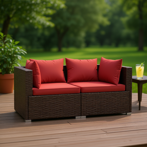 Divanetto da Esterno in Polyrattan Marrone a 2 Posti, Arredamento da Giardino Durevole dal Design Contemporaneo - Product Image 2