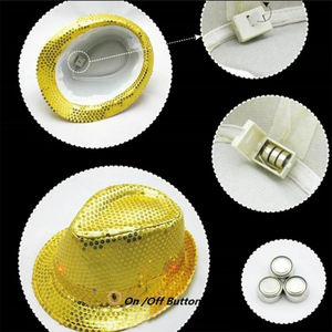 Sombrero Fedora de lentejuelas LED con brillo intermitente colorido personalizado forma redonda sombrero <span class=keywords><strong>Pandora</strong></span> LED para fiestas de Diwali <span class=keywords><strong>Navidad</strong></span> y Año Nuevo - Product Image 6