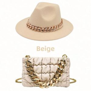 Ensemble Chapeau Fedora Vintage et Sac à Main pour Femme, Vente en Gros 2022, Hiver, Extérieur, Décontracté - Product Image 5