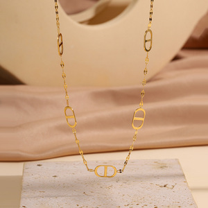 Collar de Acero Inoxidable con Colgante de Hocico de Cerdo Moderno, Collar de Clavícula Antideslustre, Joyería Geométrica para Mujer - Product Image 1