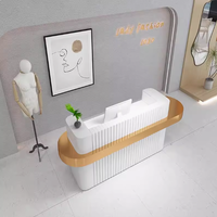 Meishi High-End Kapperszaak Receptie Balie Voor Schoonheidssalon In Roze Met Led Verlichting