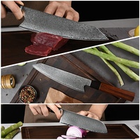 Couteau de cuisine multi-usages en acier Damas VG10 avec manche en bois, emballage cadeau