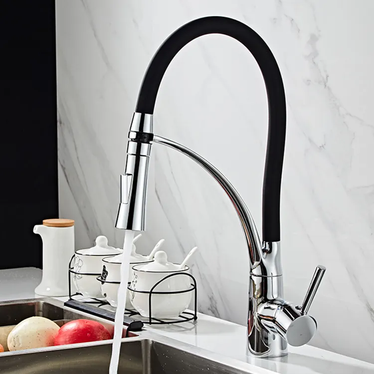 Modern Solid Brass Pull-Out Kitchen Faucet Pull-Down Sprayer Kitchen Sink Faucet