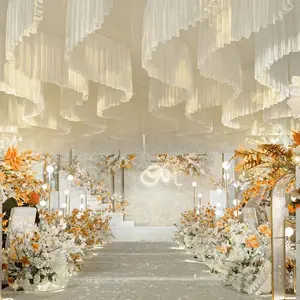 الزفاف اللف النسيج الزفاف قاعة ديكور معلق نجفة بيضاء الديكور لحفل الزفاف