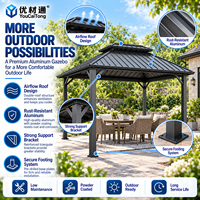 Pergola à structure en aluminium, pavillon d'ombrage pour l'hôtellerie, idéal pour les terrasses d'hôtels et restaurants, les repas en plein air et les zones de loisirs pour les clients.