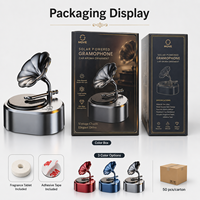 Diffuseur de voiture vintage style gramophone, désodorisant multifonctionnel, ornement rotatif pour tableau de bord, rechargeable avec tablette parfumée en plastique