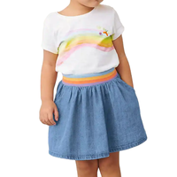 Service OEM - Ensembles de vêtements pour enfants décontractés rayés respirants printemps/automne pour filles - T-shirt et short en jean pour enfants