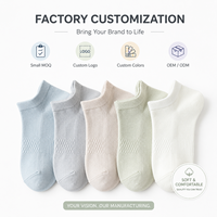 Chaussettes basses pour femmes en gros, couleurs pastel, respirantes, décontractées, avec logo personnalisé, prix d'usine