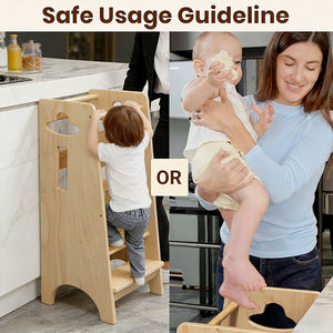 Tour d'apprentissage pour tout-petits à 3 niveaux réglables - Marchepied de cuisine stable pour enfants avec barre transversale de protection - Product Image 6