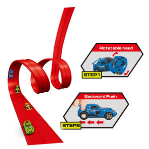 <span class=keywords><strong>Pista</strong></span> de <span class=keywords><strong>carreras</strong></span> flexible mejorada para coches de rueda caliente, pistas enrollables portátiles para niños, compatibles con 4 coches fundidos a presión y ventosas - Product Image 6
