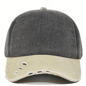 2025 New Arrival Retro 5 Panels Washed Cotton Distressed Trucker Hat Summer <b>Sunscreen</b> Stitching Baseball Sun Hat - Product Image 3