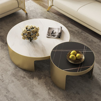 Vente chaude Design Unique 2pcs Table Basse En Marbre Brillant Table À Thé Blanc Moderne Tiroir De Rangement pour La Maison Salon