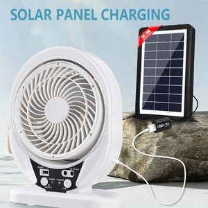 Ventilador de mesa solar y USB de plástico con luz para uso en hoteles, cuatro velocidades, batería de litio de 5800mAh, bajo nivel de ruido 30-34dB, 2-4 h de duración. - Product Image 4