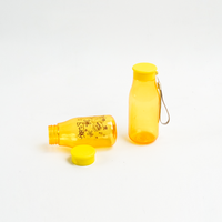 Bouteille d'eau en plastique à paroi simple sans BPA de 400 ml, transparente, motif dessin animé, pour le sport, portable avec poignée de transport