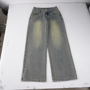 Vaqueros de pierna ancha vintage transpirables de verano para mujer, estilo urbano atrevido, con cintura en contraste y paneles de mezclilla. - Product Image 2