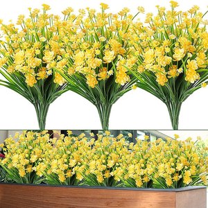 Ramo de Rosas y Gypsophila Artificial, Flores de Plástico Realistas, Plantas Verdes Decorativas para Interiores y Exteriores - Product Image 1