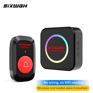 Campanello Wireless SIXWGH RF433 con Controllo APP, Messa <span class=keywords><strong>a</strong></span> Fuoco Automatica, 63 Suonerie/4 Livelli di Volume, Luce Lampeggiante, Funzionamento <span class=keywords><strong>a</strong></span> Batteria per Casa/Hotel/Ufficio - Product Image 1