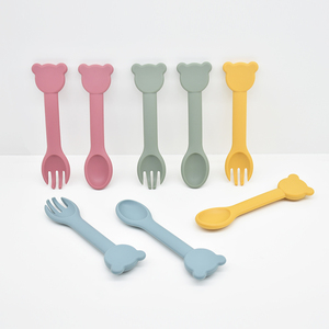 Nueva Cuchara de Silicona de Grado Alimenticio, Libre de BPA, con Forma de Ciervo, para Alimentación de Bebés, con Tenedor, Color Personalizado, Gran Venta - Product Image 3