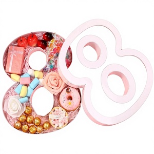 Caja de Cartón con Forma de Número 8 para Graduación, Bandeja para Servir Rellenable con Tapa Transparente, Apta para Alimentos, para Bodas/Cumpleaños - Product Image 1