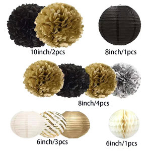 Ensemble de décorations suspendues florales en papier en forme de boules de nid d'abeille roses pour anniversaire, mariage, décoration de fond - Product Image 2
