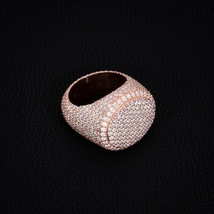 Hot Selling Wholesale Price <b>Iced</b> Out Shape 18K Gold Plated Silver Hip Hop Moissanite Prong Setting <b>Ring</b> Luxury Fashion Statement - Product Image 3