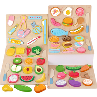 Premium Houten Snijvoedsel Speelset Voor Kinderen Realistische Fruitgroenten Taarten Met Houten Mes En Opbergblad