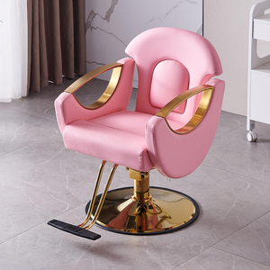 Meilleure Vente - Fauteuil de Coiffure Professionnel en Cuir Rose avec Base Dorée - Chaise de Barbier Professionnelle à Vendre - Product Image 1