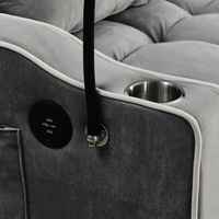 Sofá Cama Plegable Moderno Multifuncional de Terciopelo de 2 Plazas con Puerto USB y Soporte para Apartamento