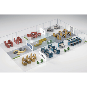 Modern Convertible 4-Person Modular Office <b>Partition</b> Workstation Desk with Honeycomb Screen - Product Image 1