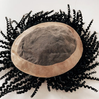 100% vierge non traitée à la main nature durable cheveux patch systèmes de remplacement pièces mono base afro style noir toupet pour hommes