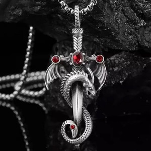 Collana con Ciondolo a Forma di <span class=keywords><strong>Spada</strong></span> di Drago Vintage Wowei, Collana Hip Hop Punk per <span class=keywords><strong>Uomo</strong></span> e Donna - Product Image 6