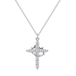 <span class=keywords><strong>Collana</strong></span> <span class=keywords><strong>Girocollo</strong></span> con Ciondolo a Croce e Corona Semplice per Donne, Uomini e Ragazze, Gioiello Trendy ed Elegante per Regalo di Black Friday e Natale - Product Image 5