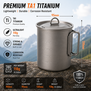 Ensemble de cuisine en titane en gros : Marmite 900 ml, Tasse 300 ml, Cuillère à long manche – Kit de cuisson pour le camping – Personnalisation de marque disponible - Product Image 5