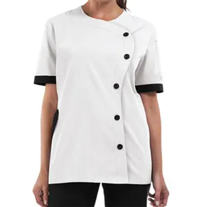 Hospitality Catering Staff Waiters Chef Cook Plastic Buttons Uniforms for Fast Food Restaurant/Coffee Shop/Saloon/Bakery