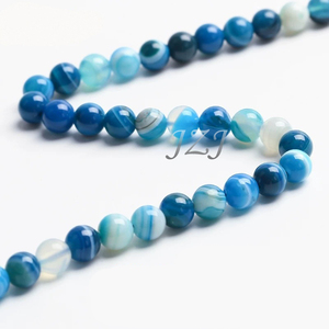Cuentas de Ágata Rayadas de Color <span class=keywords><strong>Azul</strong></span> de 4/6/8/10/12 mm a Precio Económico para la Fabricación de Joyería DIY, Cuentas Sueltas para Hacer Collares y Pulseras - Product Image 4