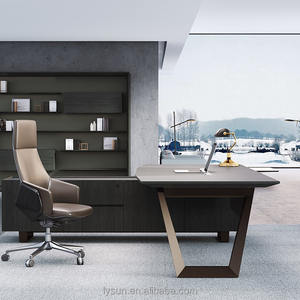 Escritorio Ejecutivo de Lujo Ergonómico Convertible de Alta Tecnología con Chapa de Madera de Roble <span class=keywords><strong>Romano</strong></span> MDF para CEO/Jefe, Diseño Moderno, Fácil Montaje - Product Image 2