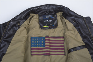 Giacca a Blouson in pelle di colore invernale oversize da uomo con chiusura a cerniera stile Vintage - Product Image 6