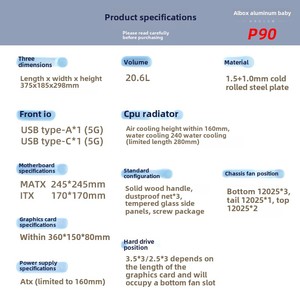 Albox nhôm xiaobao P90 Máy tính để bàn <span class=keywords><strong>mini</strong></span> K88 240 làm mát bằng nước <span class=keywords><strong>ATX</strong></span> Cung cấp điện hộp máy chủ nhỏ giữa tháp thả sản phẩm - Product Image 1
